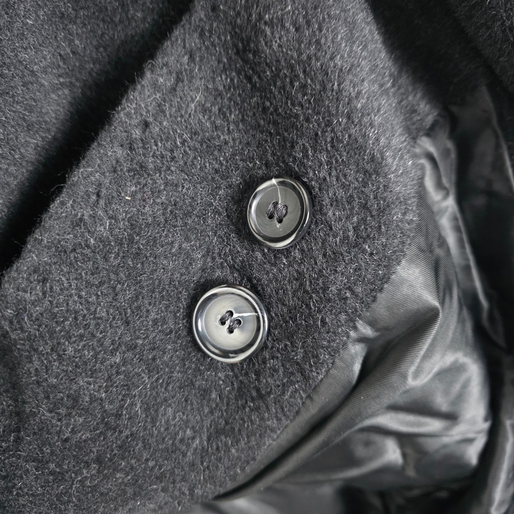 Cinzia Rocca due Italy Virgin Wool Coat Black Made Fuzzy Velvet - Picture 6 of 11